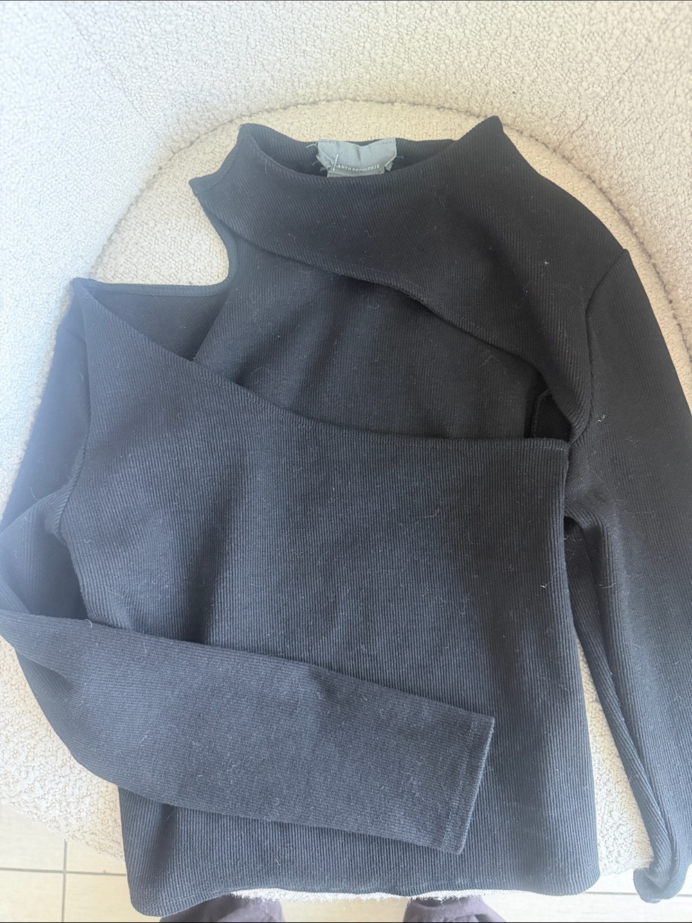 Anthropologie Black Off-the-Shoulder Asymmetric Sweater